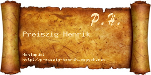 Preiszig Henrik névjegykártya